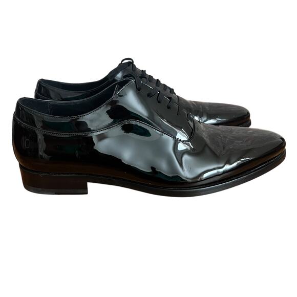 SuitSupply Tuxedo Oxford Patent Leather Black Lace Up Shoes Size 43 EU